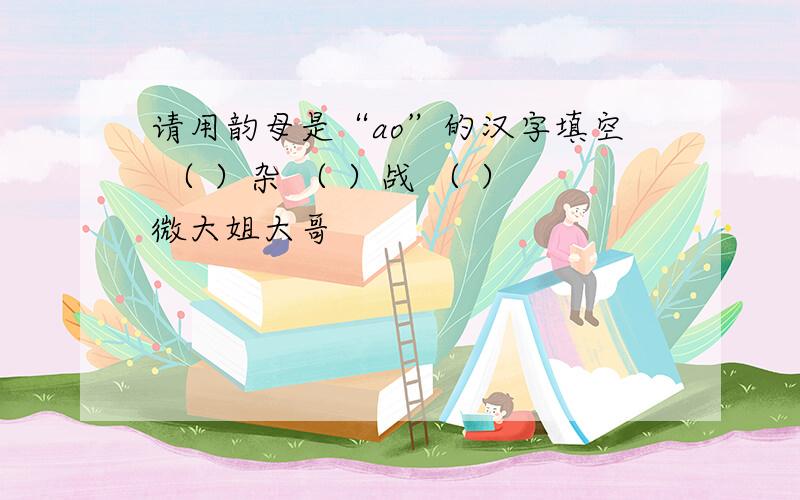 请用韵母是“ao”的汉字填空 （ ）杂 （ ）战 （ ）微大姐大哥