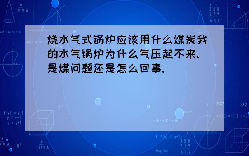 烧水气式锅炉应该用什么煤炭我的水气锅炉为什么气压起不来.是煤问题还是怎么回事.