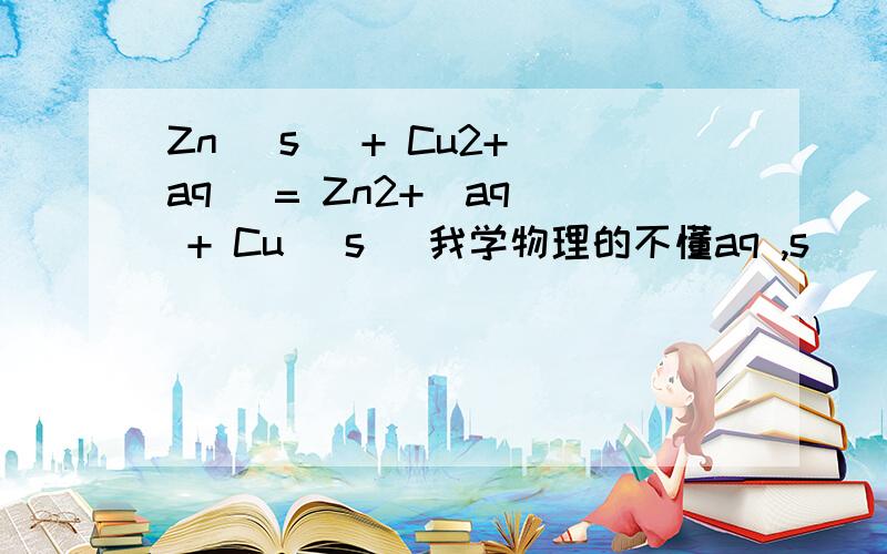 Zn (s) + Cu2+(aq) = Zn2+(aq) + Cu (s) 我学物理的不懂aq ,s