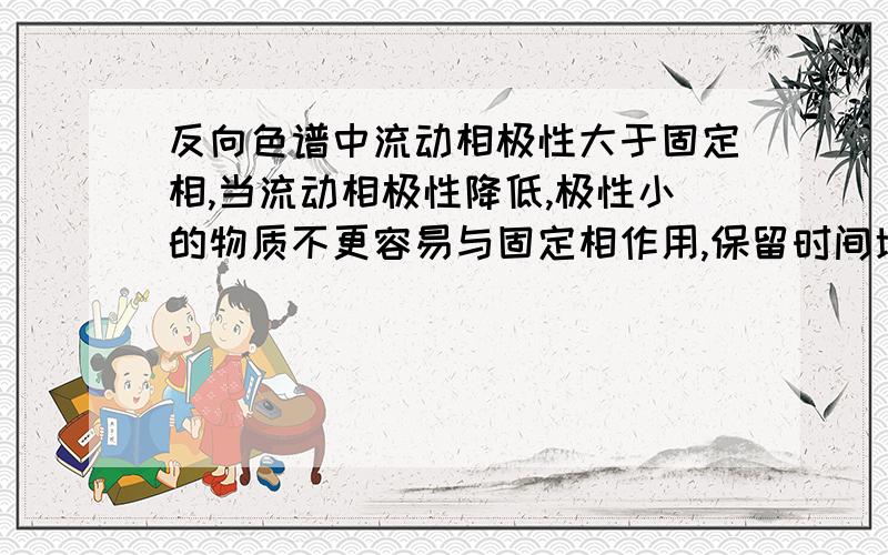 反向色谱中流动相极性大于固定相,当流动相极性降低,极性小的物质不更容易与固定相作用,保留时间增加吗流动相极性降低小,然后与极性小的固定相作用,是以为相似相容原理.呜呜.哪里不对