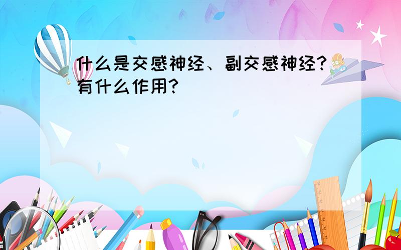 什么是交感神经、副交感神经?有什么作用?