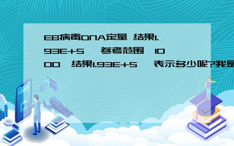 EB病毒DNA定量 结果1.93E+5 ,参考范围＜1000,结果1.93E+5 ,表示多少呢?我是SAA,急性再障,移植2年后.