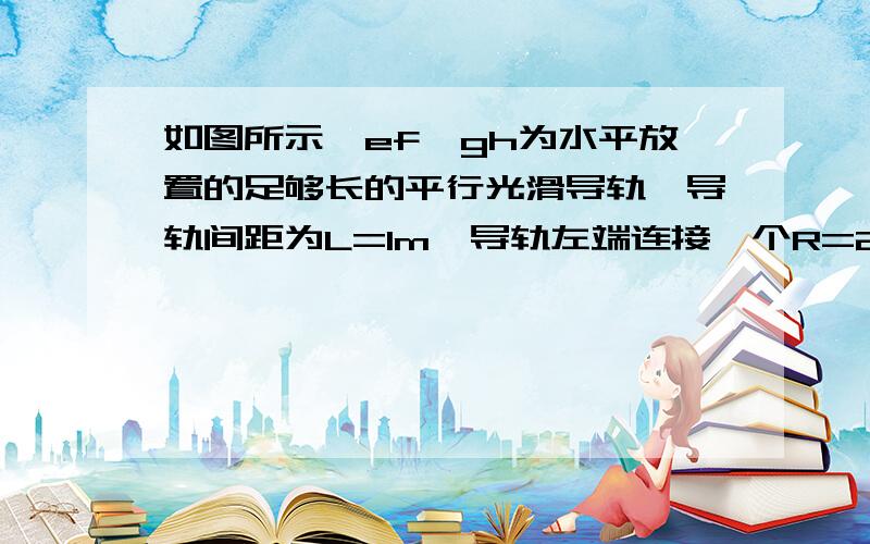 如图所示,ef,gh为水平放置的足够长的平行光滑导轨,导轨间距为L=1m,导轨左端连接一个R=2Ω的电阻,将一根质量为0.2kg的金属棒cd垂直地放置导轨上,且与导轨接触良好,导轨与金属棒的电阻均不计,