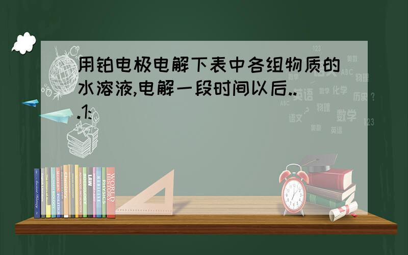 用铂电极电解下表中各组物质的水溶液,电解一段时间以后...1: