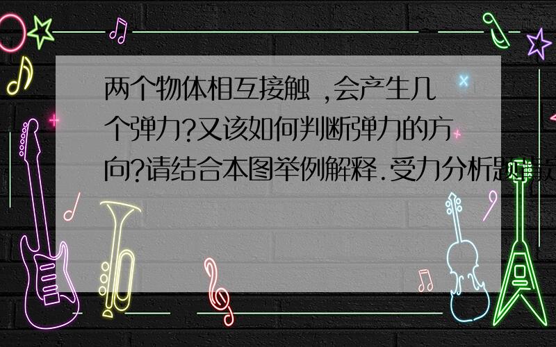 两个物体相互接触 ,会产生几个弹力?又该如何判断弹力的方向?请结合本图举例解释.受力分析题肯定会指明物体吗