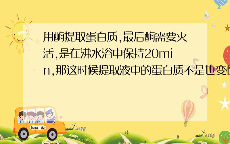 用酶提取蛋白质,最后酶需要灭活,是在沸水浴中保持20min,那这时候提取液中的蛋白质不是也变性了?离心的时候会不会沉淀?选多少转速离心比较好?