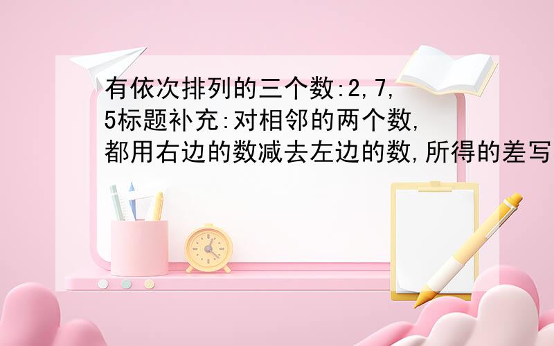 有依次排列的三个数:2,7,5标题补充:对相邻的两个数,都用右边的数减去左边的数,所得的差写在这两个数之间,可以得到一个新的数串:2,5,7,-2,5,把这个过程称为第一次操作,操作到100次时,得到的