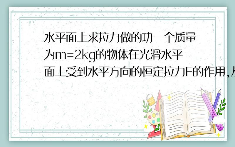 水平面上求拉力做的功一个质量为m=2kg的物体在光滑水平面上受到水平方向的恒定拉力F的作用,从静止开始运动经3s速度达到9m/s,求：1.求这一过程中,拉力所做的功.2.求第3s末拉力的瞬时功率.