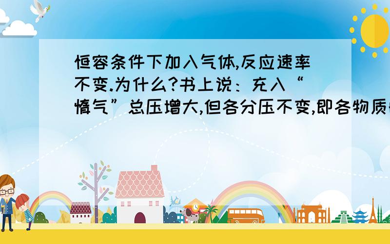 恒容条件下加入气体,反应速率不变.为什么?书上说：充入“惰气”总压增大,但各分压不变,即各物质的浓度不变,反应速率不变.我想如果有气体充进去,那么反应物气体应该会收到压缩导致V减