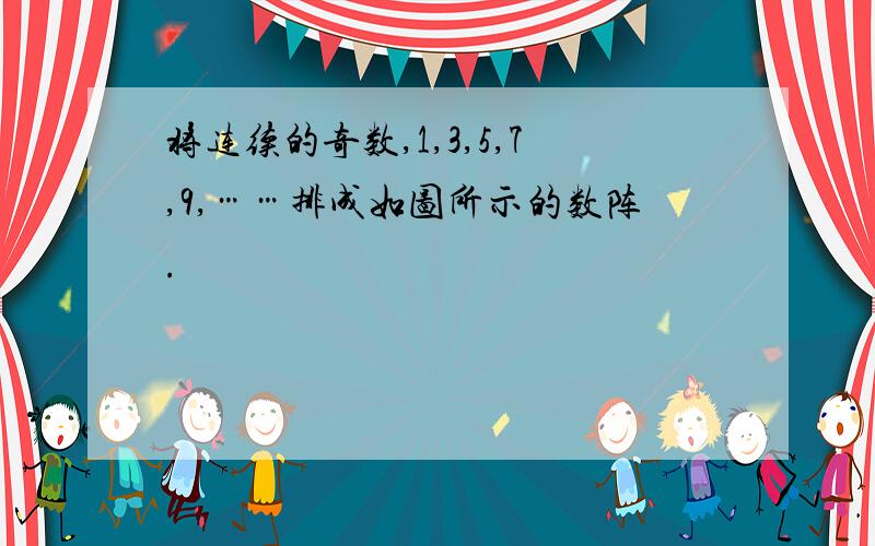 将连续的奇数,1,3,5,7,9,……排成如图所示的数阵.