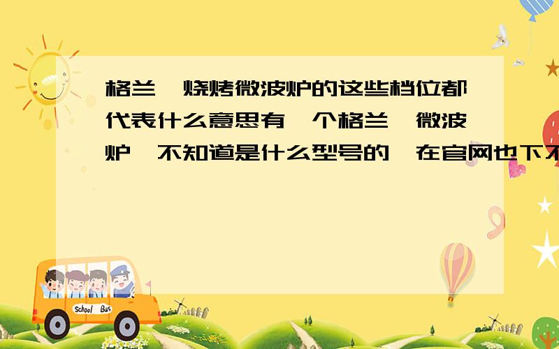 格兰仕烧烤微波炉的这些档位都代表什么意思有一个格兰仕微波炉,不知道是什么型号的,在官网也下不到说明书.其档位时旋钮式的,有这么些符号：一个火苗两个火苗三个火苗长波浪线短波浪