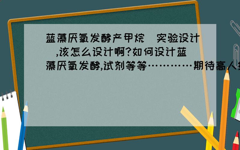 蓝藻厌氧发酵产甲烷（实验设计）,该怎么设计啊?如何设计蓝藻厌氧发酵,试剂等等…………期待高人给我指点!