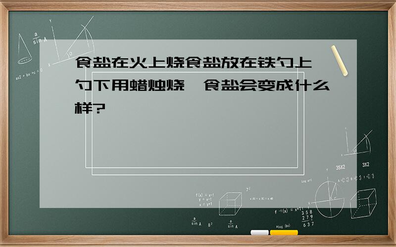 食盐在火上烧食盐放在铁勺上,勺下用蜡烛烧,食盐会变成什么样?