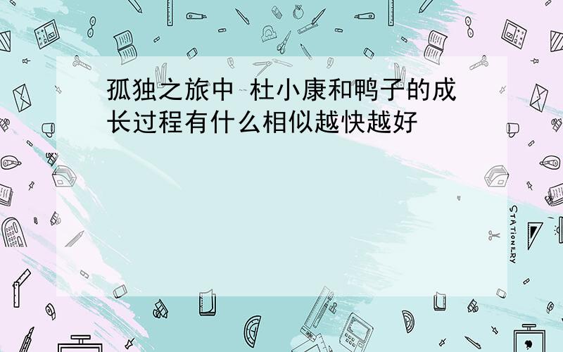 孤独之旅中 杜小康和鸭子的成长过程有什么相似越快越好