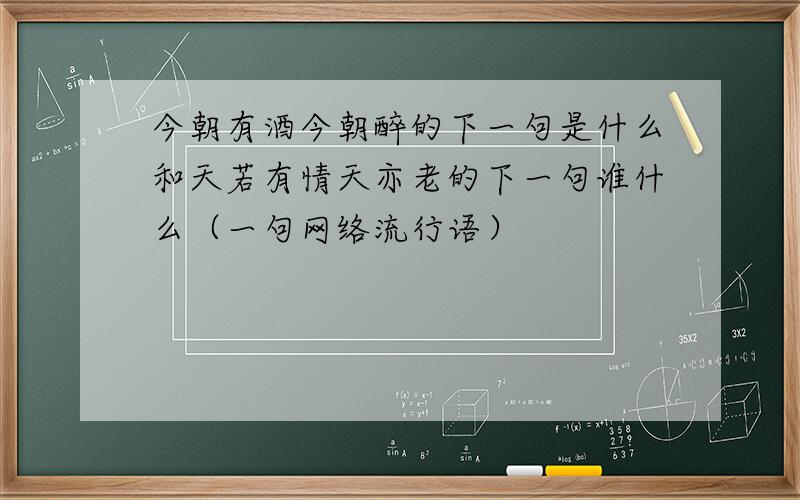 今朝有酒今朝醉的下一句是什么和天若有情天亦老的下一句谁什么（一句网络流行语）