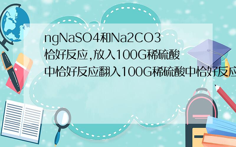 ngNaSO4和Na2CO3恰好反应,放入100G稀硫酸中恰好反应翻入100G稀硫酸中恰好反应,的CO2 4.4G 计算反应后所得溶质 质量分数