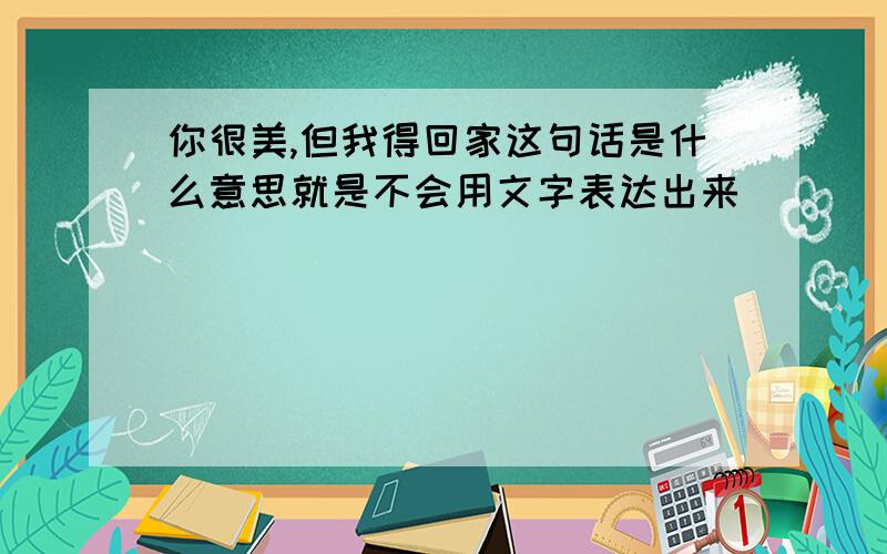 你很美,但我得回家这句话是什么意思就是不会用文字表达出来