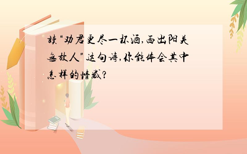 读“劝君更尽一杯酒,西出阳关无故人”这句诗,你能体会其中怎样的情感?