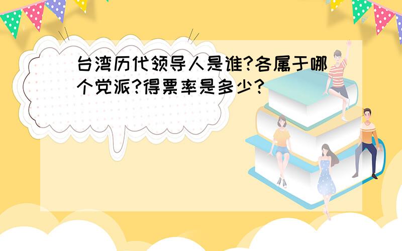 台湾历代领导人是谁?各属于哪个党派?得票率是多少?