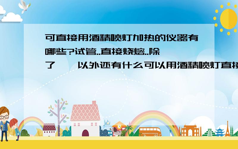 可直接用酒精喷灯加热的仪器有哪些?试管..直接烧熔..除了坩埚以外还有什么可以用酒精喷灯直接加热的.我想做木炭还原氧化铜的实验.总不能让我放在坩埚里做吧?试管试过.直接烧穿.我无语