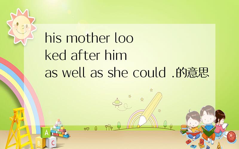 his mother looked after him as well as she could .的意思