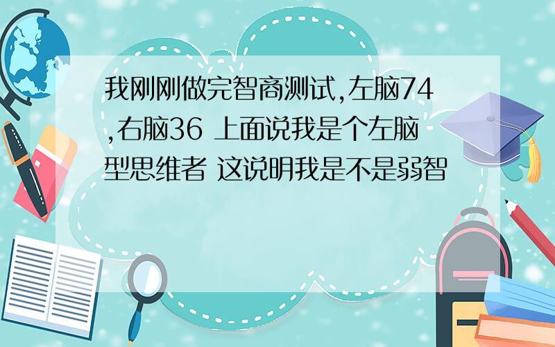 我刚刚做完智商测试,左脑74,右脑36 上面说我是个左脑型思维者 这说明我是不是弱智