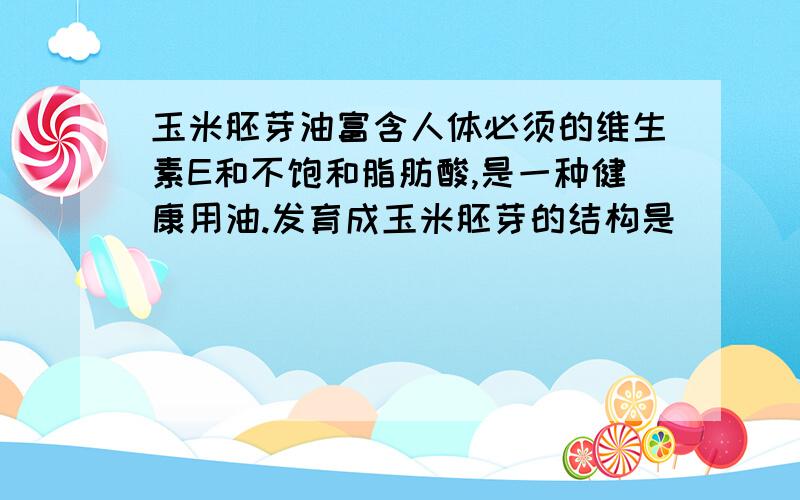 玉米胚芽油富含人体必须的维生素E和不饱和脂肪酸,是一种健康用油.发育成玉米胚芽的结构是