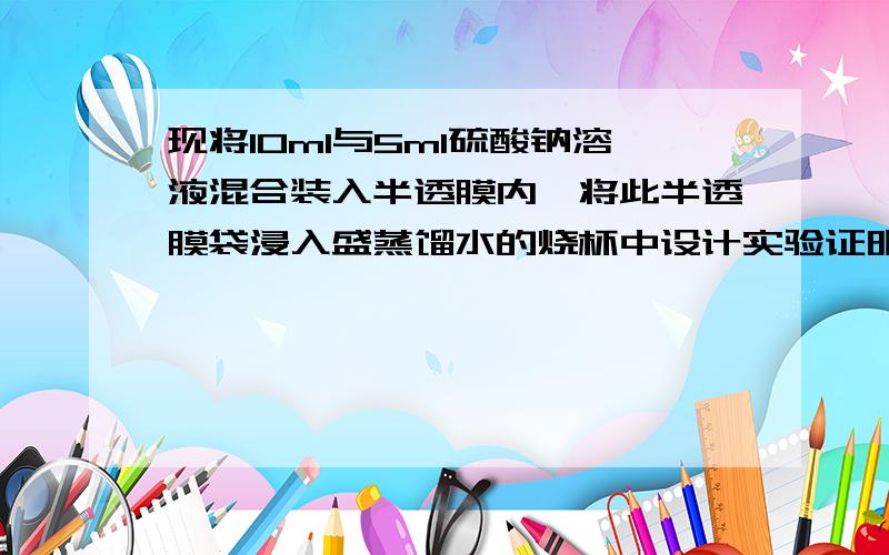 现将10ml与5ml硫酸钠溶液混合装入半透膜内,将此半透膜袋浸入盛蒸馏水的烧杯中设计实验证明硫酸根离子能够透过半透膜