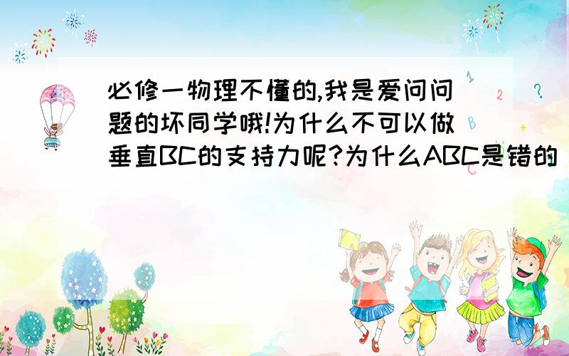 必修一物理不懂的,我是爱问问题的坏同学哦!为什么不可以做垂直BC的支持力呢?为什么ABC是错的