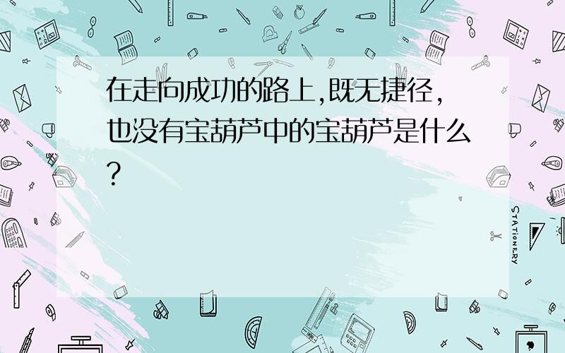 在走向成功的路上,既无捷径,也没有宝葫芦中的宝葫芦是什么?