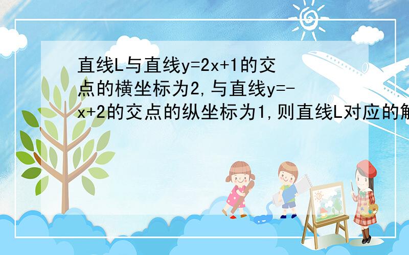 直线L与直线y=2x+1的交点的横坐标为2,与直线y=-x+2的交点的纵坐标为1,则直线L对应的解析式为__________