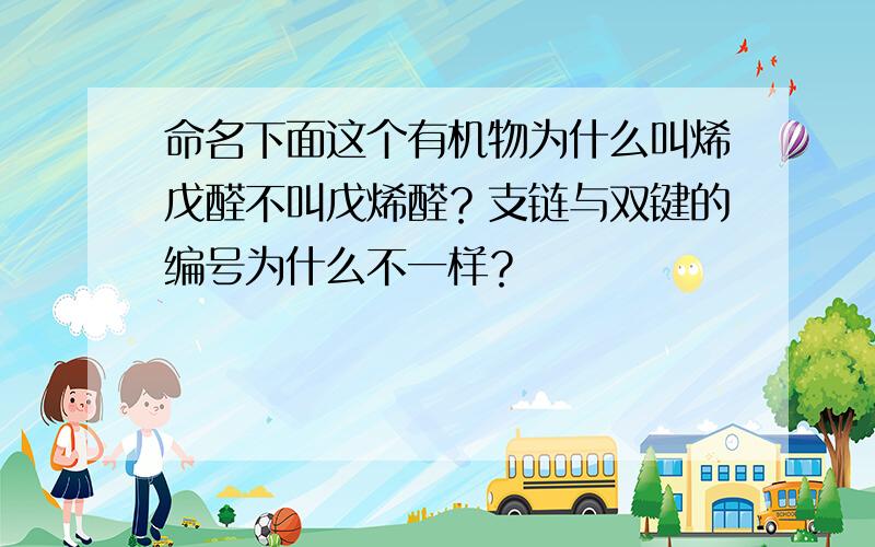 命名下面这个有机物为什么叫烯戊醛不叫戊烯醛？支链与双键的编号为什么不一样？