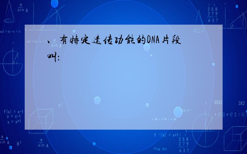 、有特定遗传功能的DNA片段叫：