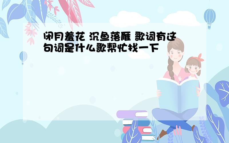 闭月羞花 沉鱼落雁 歌词有这句词是什么歌帮忙找一下