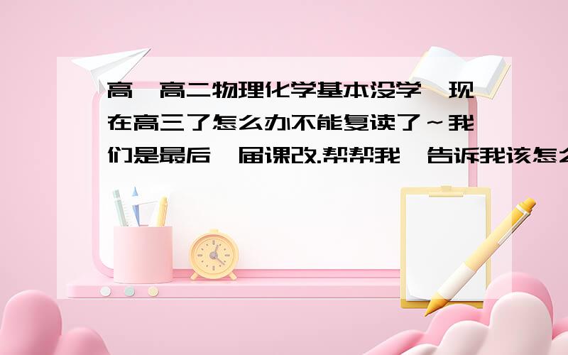 高一高二物理化学基本没学,现在高三了怎么办不能复读了～我们是最后一届课改.帮帮我,告诉我该怎么学