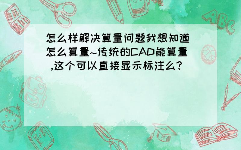 怎么样解决算量问题我想知道 怎么算量~传统的CAD能算量 ,这个可以直接显示标注么?