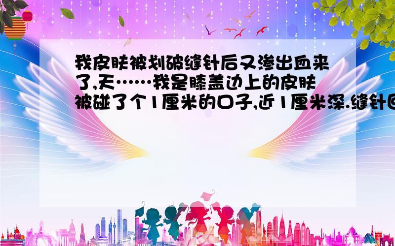 我皮肤被划破缝针后又渗出血来了,天……我是膝盖边上的皮肤被碰了个1厘米的口子,近1厘米深.缝针回家2小时了,纱布渗出了些血,是怎么回事?我一直伸直脚躺着,是因为这个原因吗?还是…?大