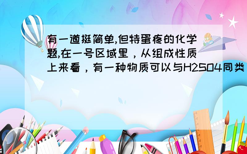 有一道挺简单,但特蛋疼的化学题,在一号区域里，从组成性质上来看，有一种物质可以与H2SO4同类，是什么物质？