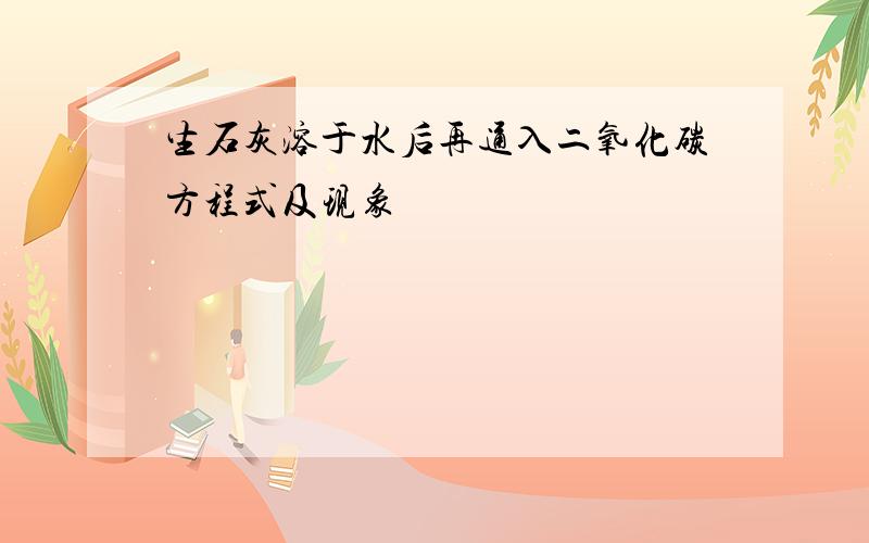 生石灰溶于水后再通入二氧化碳方程式及现象