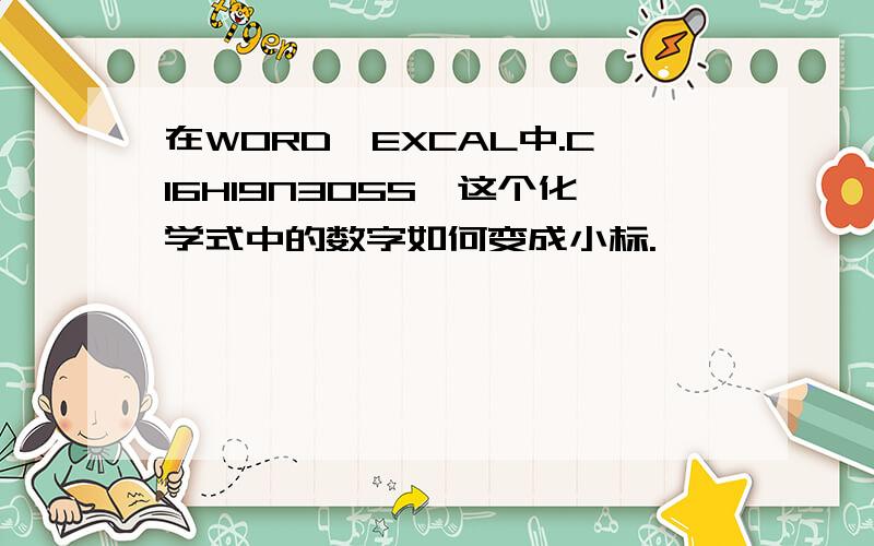 在WORD,EXCAL中.C16H19N3O5S,这个化学式中的数字如何变成小标.