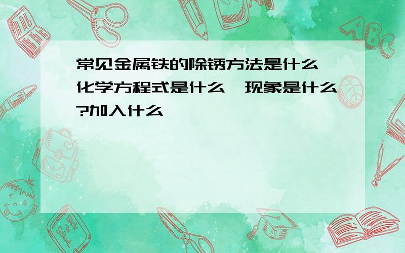 常见金属铁的除锈方法是什么,化学方程式是什么,现象是什么?加入什么