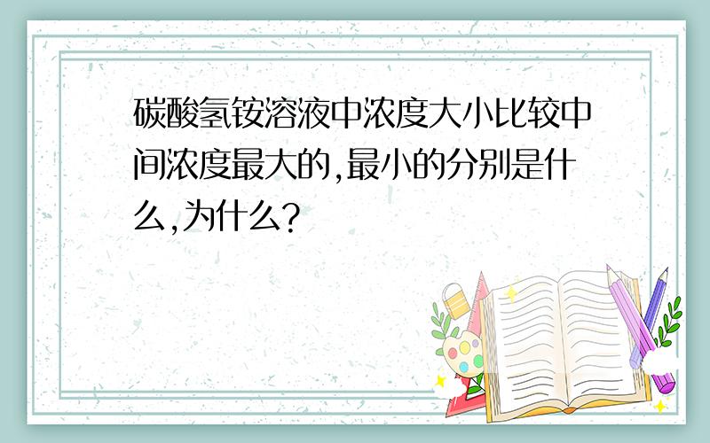 碳酸氢铵溶液中浓度大小比较中间浓度最大的,最小的分别是什么,为什么?