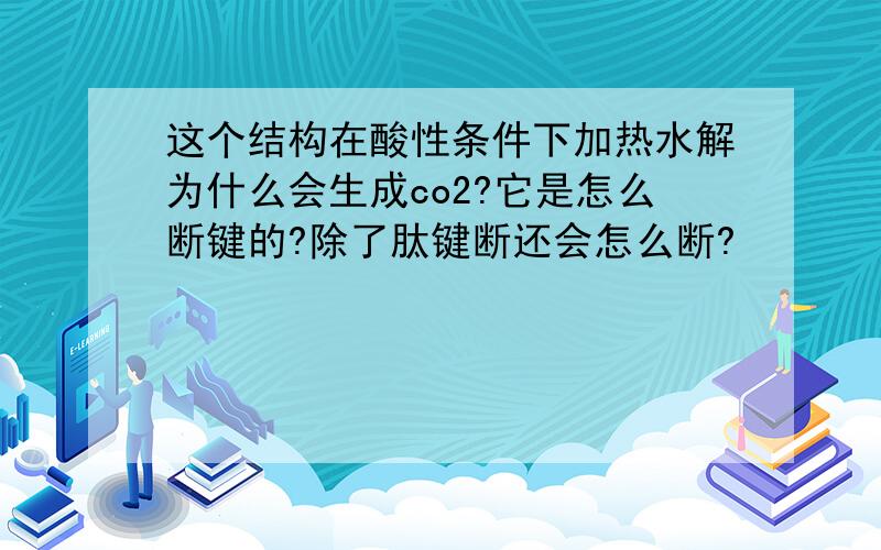 这个结构在酸性条件下加热水解为什么会生成co2?它是怎么断键的?除了肽键断还会怎么断?