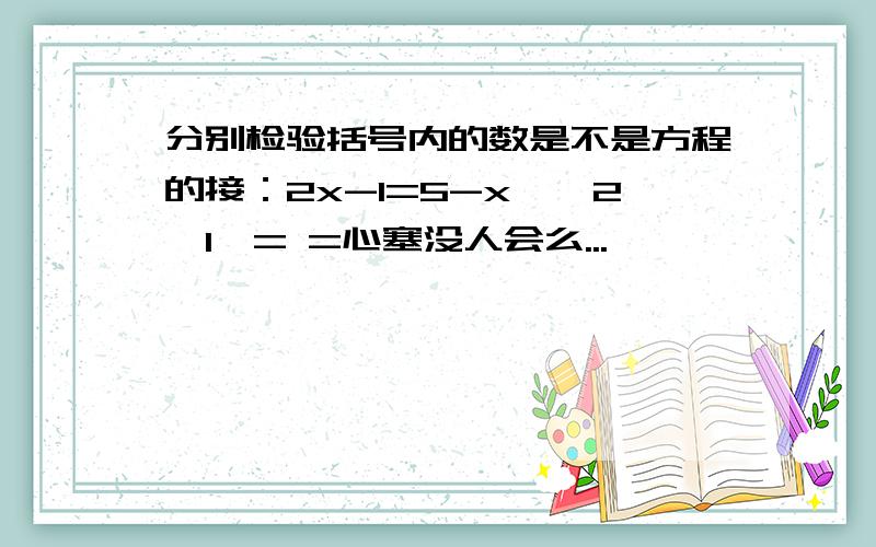 分别检验括号内的数是不是方程的接：2x-1=5-x,{2,1}= =心塞没人会么...