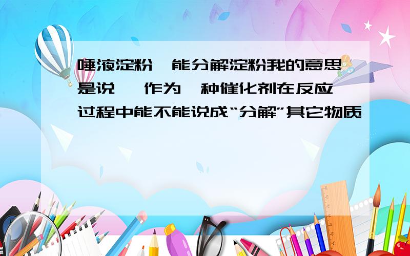 唾液淀粉酶能分解淀粉我的意思是说 酶作为一种催化剂在反应过程中能不能说成“分解”其它物质