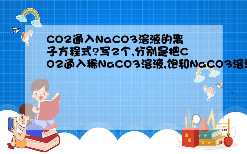 CO2通入NaCO3溶液的离子方程式?写2个,分别是把CO2通入稀NaCO3溶液,饱和NaCO3溶液通入CO2.NACO3少打了个2,这两个方程式相同吗？