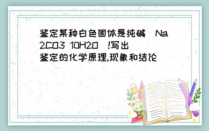 鉴定某种白色固体是纯碱（Na2CO3 10H2O）!写出鉴定的化学原理,现象和结论