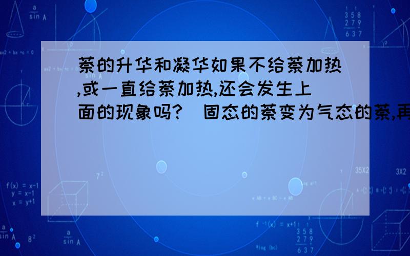 萘的升华和凝华如果不给萘加热,或一直给萘加热,还会发生上面的现象吗?（固态的萘变为气态的萘,再变为固态）,说明理由.