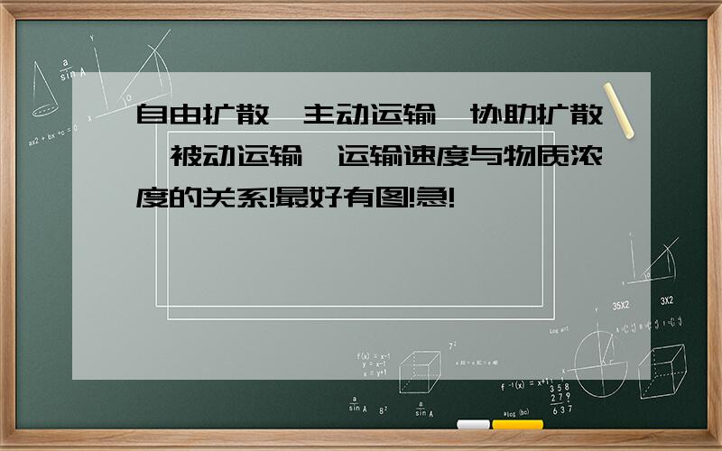 自由扩散,主动运输,协助扩散,被动运输,运输速度与物质浓度的关系!最好有图!急!