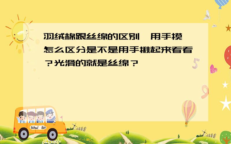 羽绒棉跟丝绵的区别,用手摸,怎么区分是不是用手揪起来看看？光滑的就是丝绵？